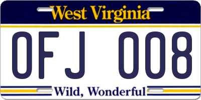 WV license plate OFJ008