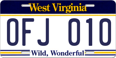 WV license plate OFJ010