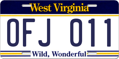 WV license plate OFJ011