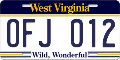 WV license plate OFJ012