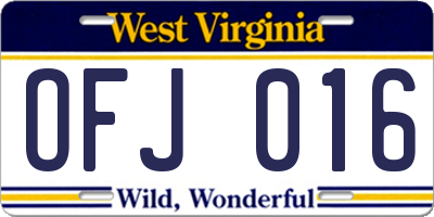 WV license plate OFJ016