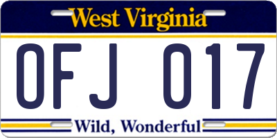 WV license plate OFJ017