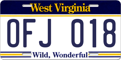 WV license plate OFJ018