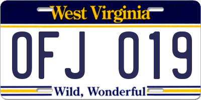 WV license plate OFJ019