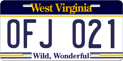WV license plate OFJ021