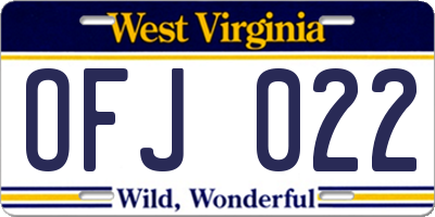 WV license plate OFJ022
