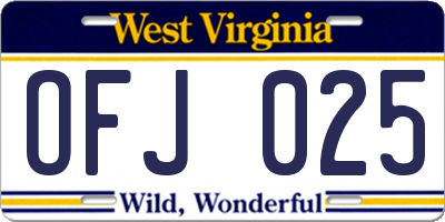 WV license plate OFJ025