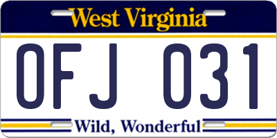 WV license plate OFJ031