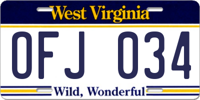 WV license plate OFJ034