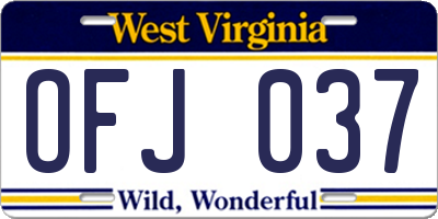 WV license plate OFJ037