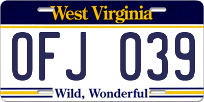 WV license plate OFJ039