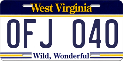 WV license plate OFJ040