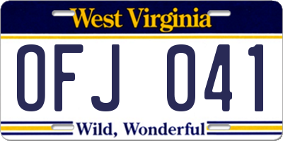 WV license plate OFJ041