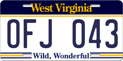 WV license plate OFJ043
