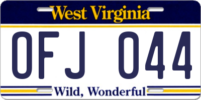 WV license plate OFJ044