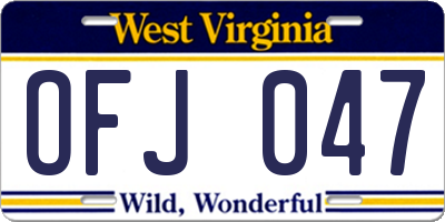 WV license plate OFJ047