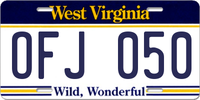 WV license plate OFJ050