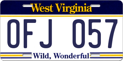 WV license plate OFJ057