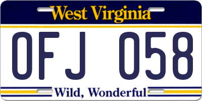 WV license plate OFJ058