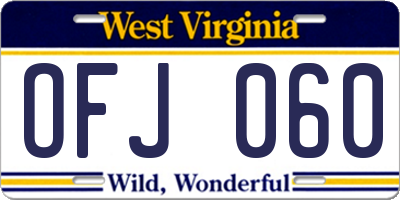 WV license plate OFJ060