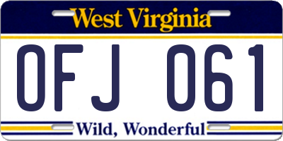 WV license plate OFJ061