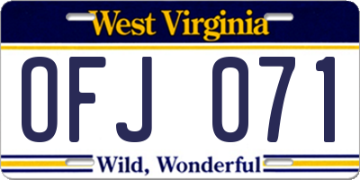 WV license plate OFJ071