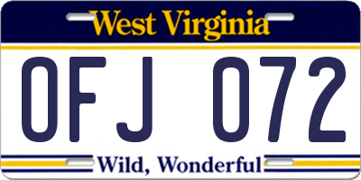 WV license plate OFJ072