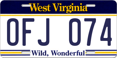 WV license plate OFJ074