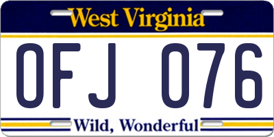 WV license plate OFJ076