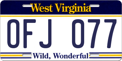 WV license plate OFJ077