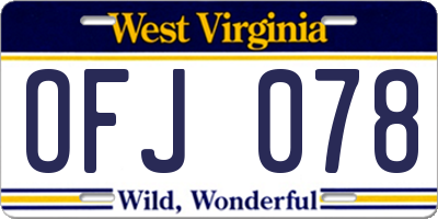 WV license plate OFJ078