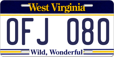 WV license plate OFJ080