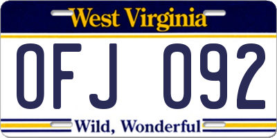 WV license plate OFJ092