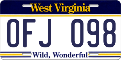 WV license plate OFJ098
