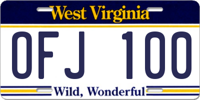 WV license plate OFJ100