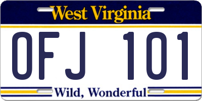 WV license plate OFJ101