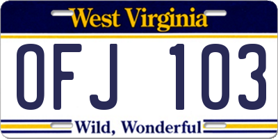 WV license plate OFJ103