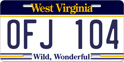 WV license plate OFJ104