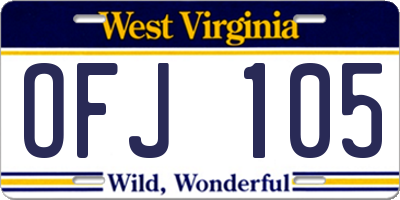 WV license plate OFJ105