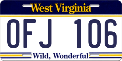 WV license plate OFJ106