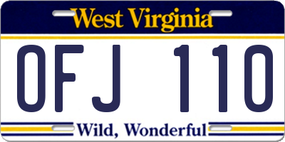 WV license plate OFJ110