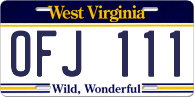 WV license plate OFJ111