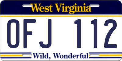 WV license plate OFJ112