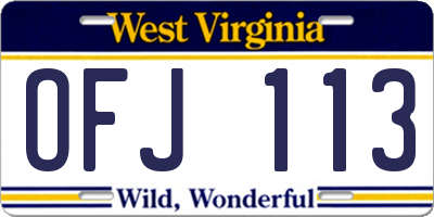 WV license plate OFJ113