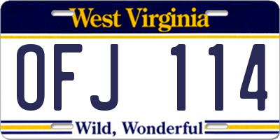 WV license plate OFJ114