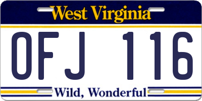 WV license plate OFJ116