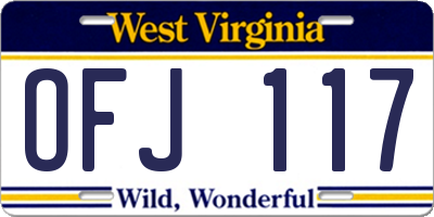 WV license plate OFJ117