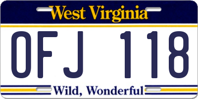 WV license plate OFJ118