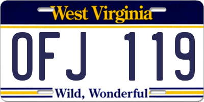 WV license plate OFJ119