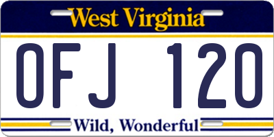 WV license plate OFJ120